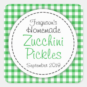 Zucchini pickles green white jar food label