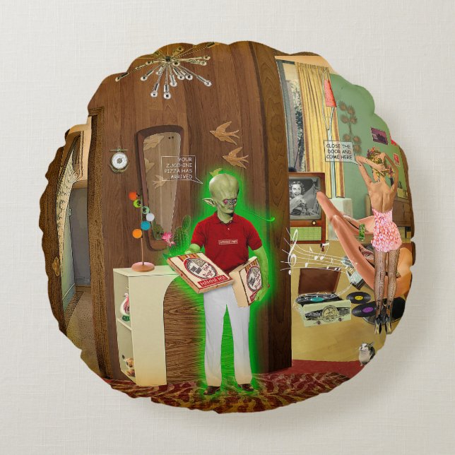 Zucchini Pizza Round Cushion (Front)