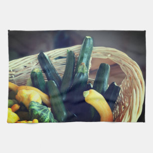 Zucchini Summer Squash Gourds Vegetables Tea Towel