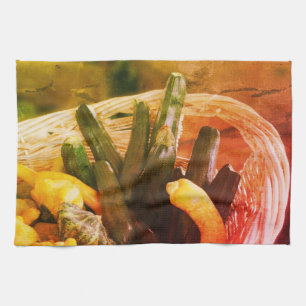 Zucchini Summer Squash Gourds Vegetables Vintage Tea Towel
