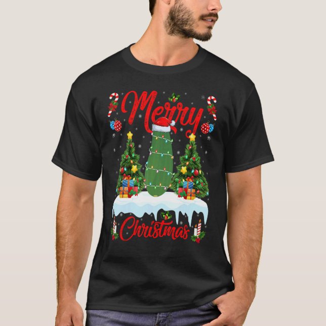 Zucchini Vegetable Lights Xmas Tree Santa Zucchini T-Shirt (Front)