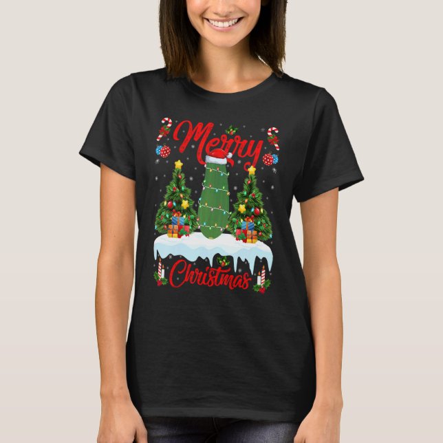 Zucchini Vegetable Lights Xmas Tree Santa Zucchini T-Shirt (Front)