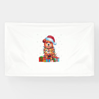 Zuchon Dog Ugly Xmas Lights Santa Hat Zuchon Dog C Banner