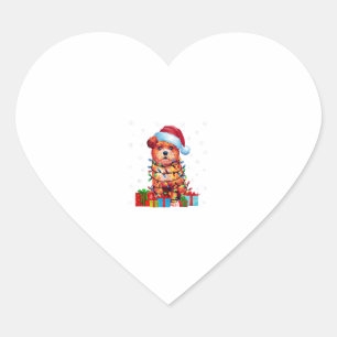 Zuchon Dog Ugly Xmas Lights Santa Hat Zuchon Dog C Heart Sticker