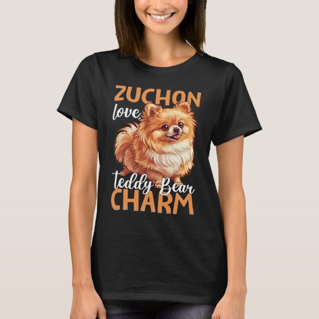 Zuchon Love Teddy Bear Charm Dog T-Shirt (Front)
