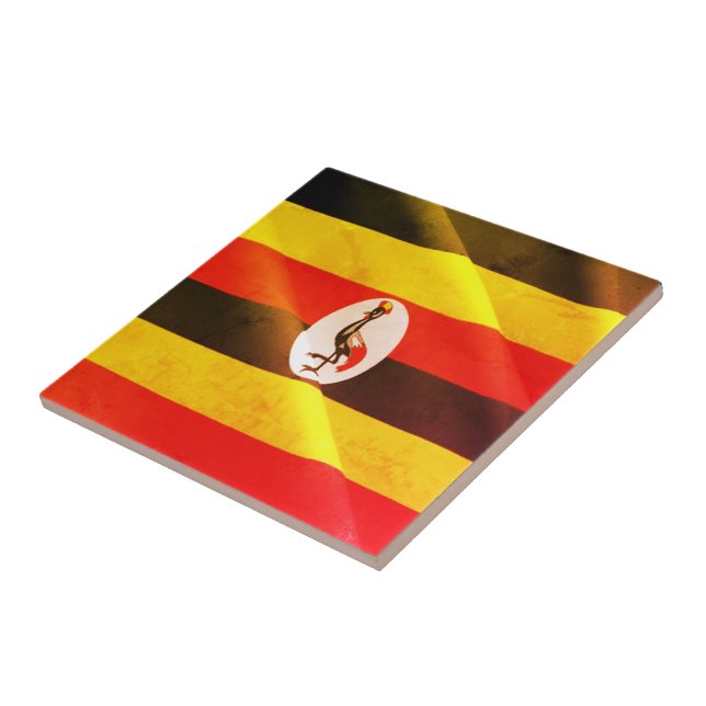 zUG002 UGANDA, Waving Flag. Africa, Ceramic Tile (Side)