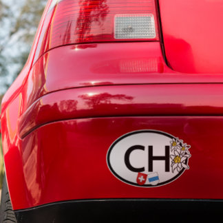 Zug & Swiss Flags | Edelweiss Flowers | Oval