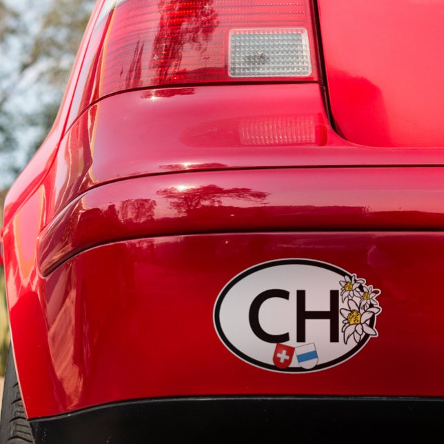 Zug & Swiss Flags | Edelweiss Flowers | Oval (Zug Schweiz)