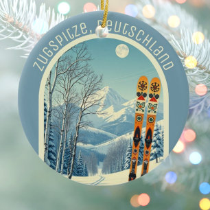Zugspitze Germany Deutschland ski souvenir Ceramic Ornament