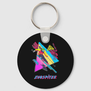 Zugspitze Retro Ski Skier Skiing Design Inspired Key Ring