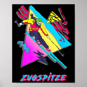 Zugspitze retro ski skier skiing design inspired poster