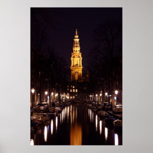 Zuiderkerk in Amsterdam Netherlands at night Poster