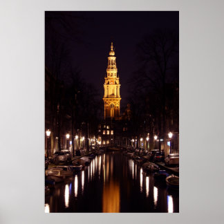 Zuiderkerk in Amsterdam Netherlands at night Poster