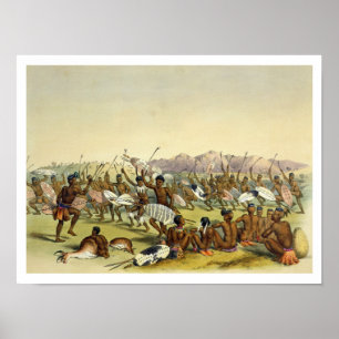 Zulu Hunting Dance near the Engooi Mountains, plat Poster