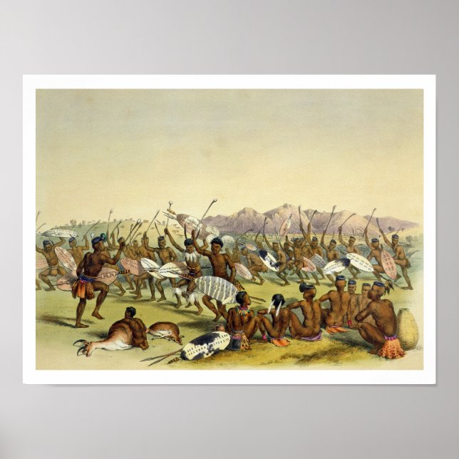 Zulu Hunting Dance near the Engooi Mountains, plat Poster (Front)