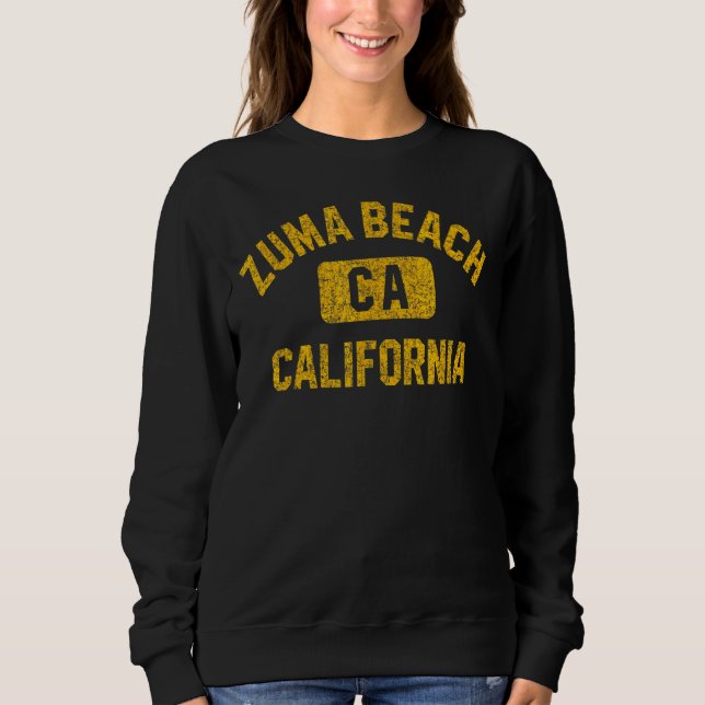 Zuma Beach Ca California Gym Style Distressed Ambe Sweatshirt (Front)