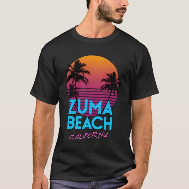 Zuma Beach California Retro Wave Hoodie T-Shirt (Front)