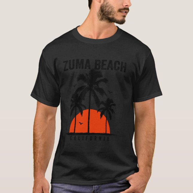 Zuma Beach California Surfing Surfboarding T-Shirt (Front)