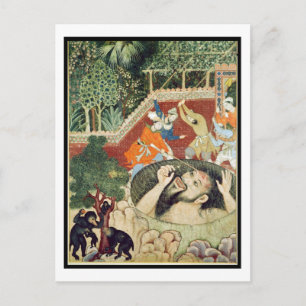 Zumrud Shah falls into a pit and is beaten by gard Postcard