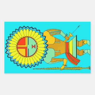 Zuni Man Sunface Rectangular Sticker