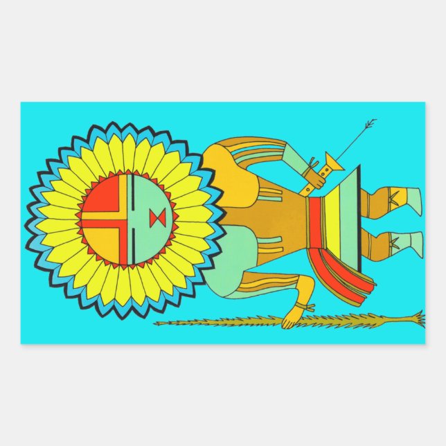 Zuni Man Sunface Rectangular Sticker (Front)