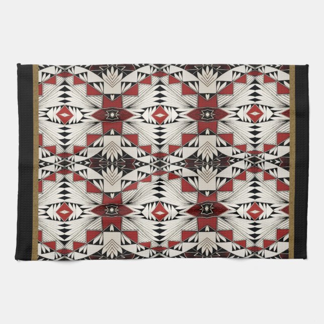 Zuni Pottery Design Tea Towel (Horizontal)
