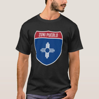 Zuni Pueblo New Mexico Map Highway Interstate Sign T-Shirt
