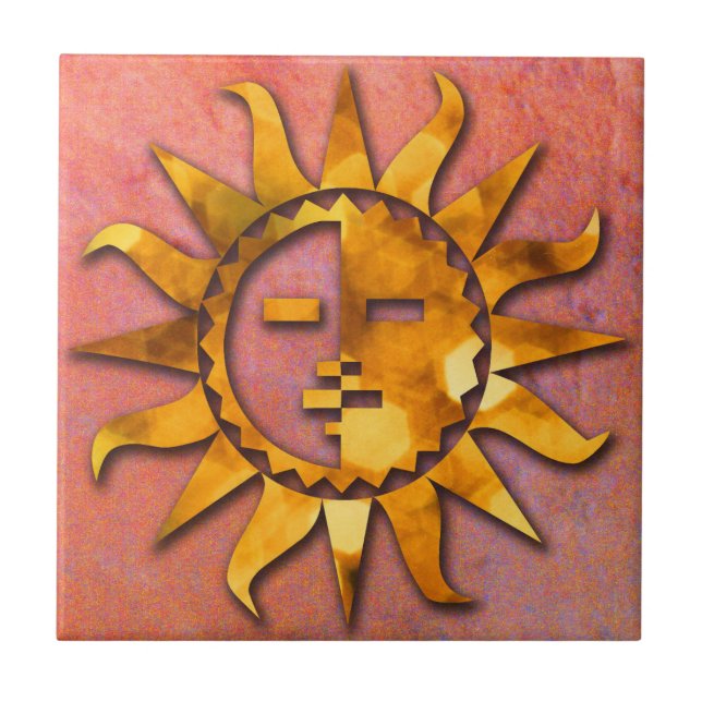Zuni Sun on Pomegranite Ceramic Tile (Front)
