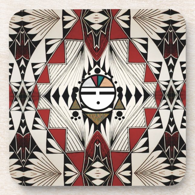 Zuni Sunface Pottery Design Coaster (Front)