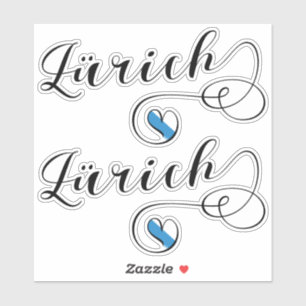 Zürich Flag in Heart, Switzerland