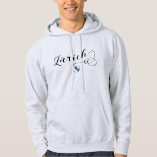 Zürich Flag in Heart, Zurich, Switzerland Hoodie