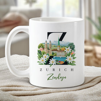 Zurich Monogram Letter Z Personalised Gift Coffee Mug