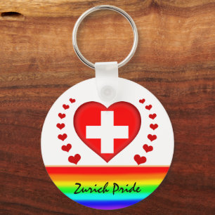 Zurich Pride & Hearts & Rainbow Flag / Love Key Ring