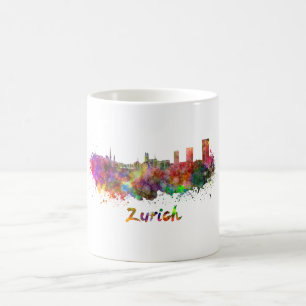 Zurich skyline in watercolor coffee mug