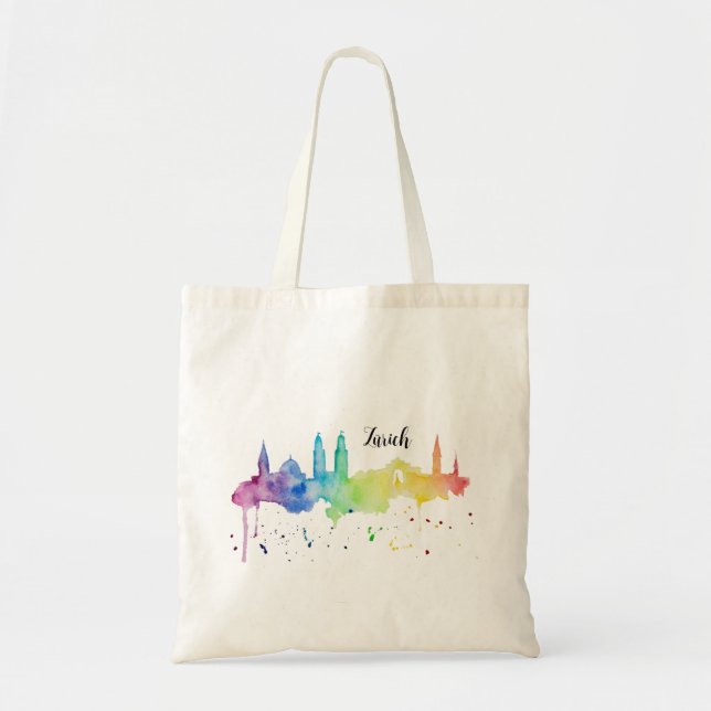 Zurich Skyline rainbow Tote Bag (Front)
