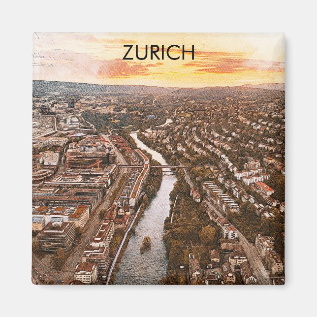 Zurich, Switzerland Europe City View Magnet (Front)