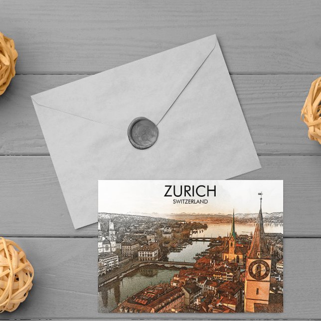 Zurich Switzerland Panorama View Postcard (zurich switzerland panorama view postcard)
