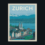 Zurich, Switzerland Postcard<br><div class="desc">Anderson Design Group is an award-winning illustration and design firm in Nashville,  Tennessee. Founder Joel Anderson directs a team of talented artists to create original poster art that looks like classic vintage advertising prints from the 1920s to the 1960s.</div>