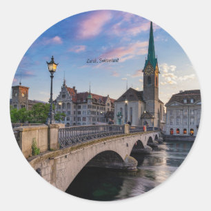 Zurich, Switzerland scenic photo Classic Round Sticker