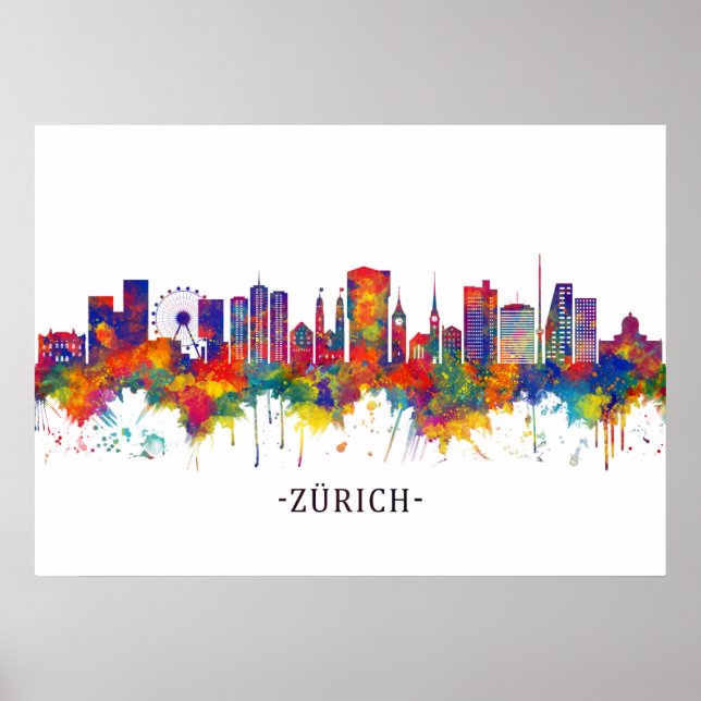 Zurich Switzerland Skyline Poster (Front)
