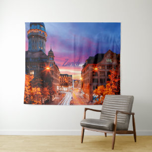 Zurich Switzerland Sunset Tapestry