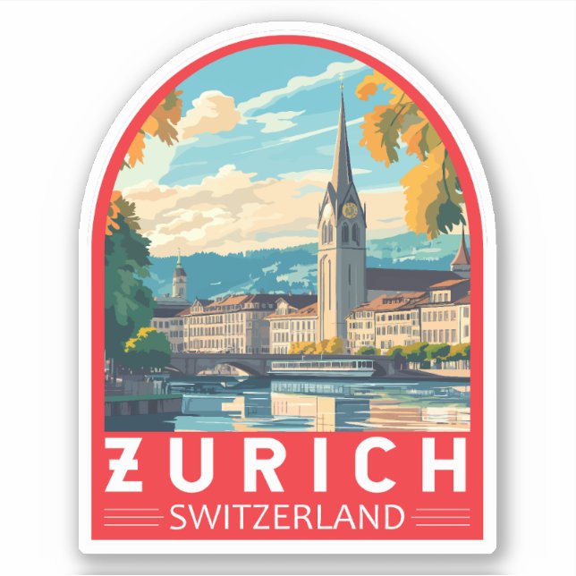 Zurich Switzerland Travel Art Emblem (Front)
