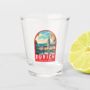 Zurich Switzerland Travel Art Emblem Shot Glass