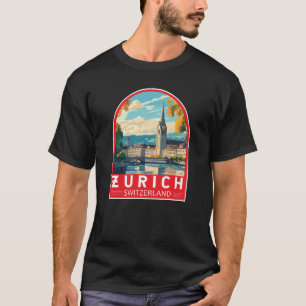 Zurich Switzerland Travel Art Emblem T-Shirt