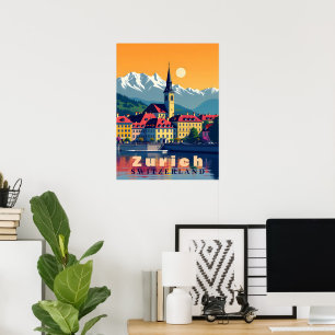 Zurich Switzerland Travel Poster