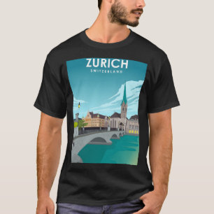 Zurich Switzerland Travel Poster T-Shirt