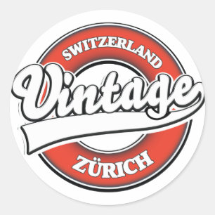 Zürich Switzerland vintage style logo Classic Round Sticker