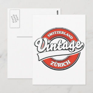 Zürich Switzerland vintage style logo Postcard