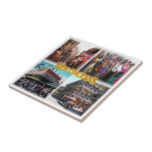 zUS024 NEW ORLEANS, Bourbon Street, Mosaic, Ceramic Tile