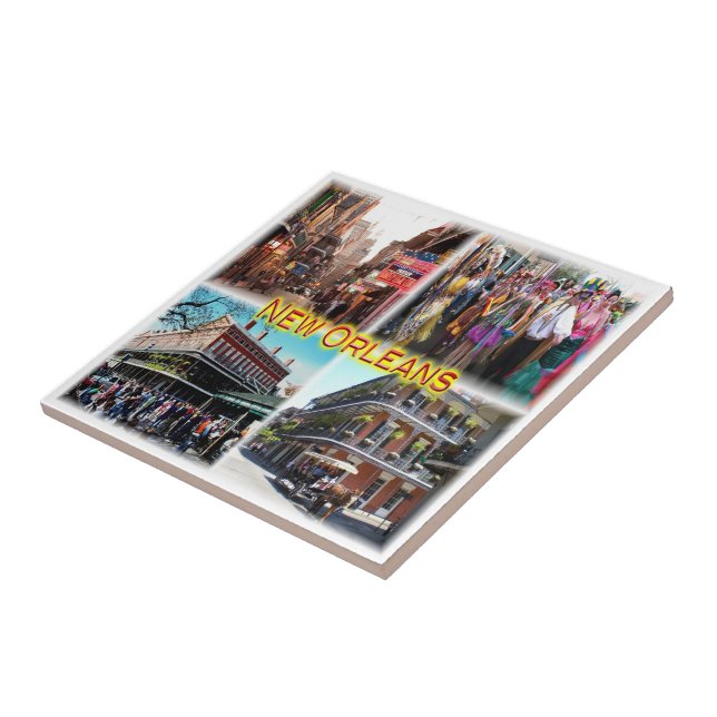 zUS024 NEW ORLEANS, Bourbon Street, Mosaic, Ceramic Tile (Side)